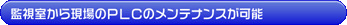 管理室から現場のPLCのメンテナンスが可能